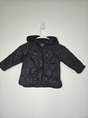 Zara Kids Black Quilted Hooded Puffer Jacket Coat Size 2-3 Years 98cm Toddler